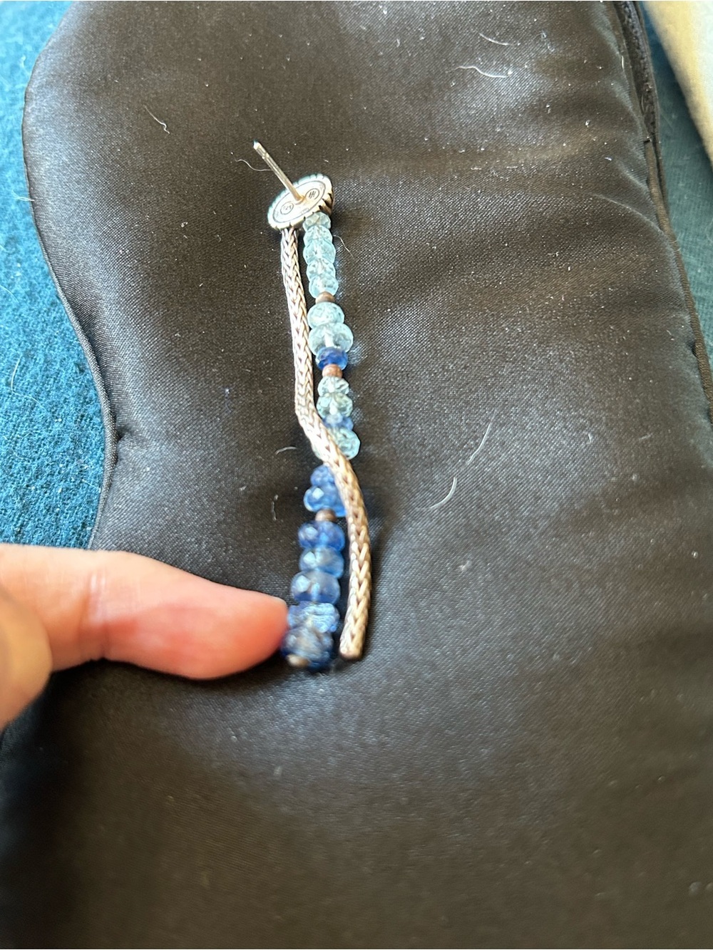 John Hardy Blue stone and 925 silver Beaded Linear Drop Earrings - Picture 7 of 8